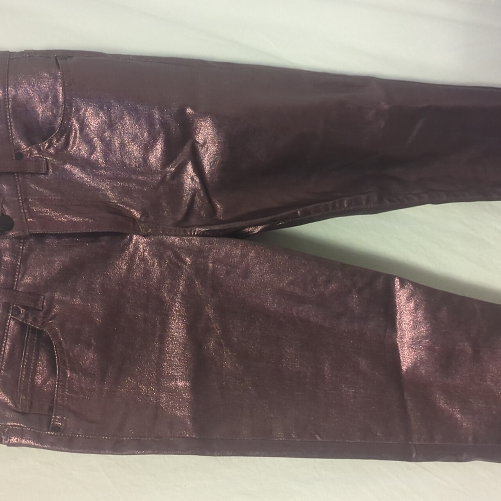 NWT Joe's Jeans pink metallic coated skinny jeans - Picture 2 of 8